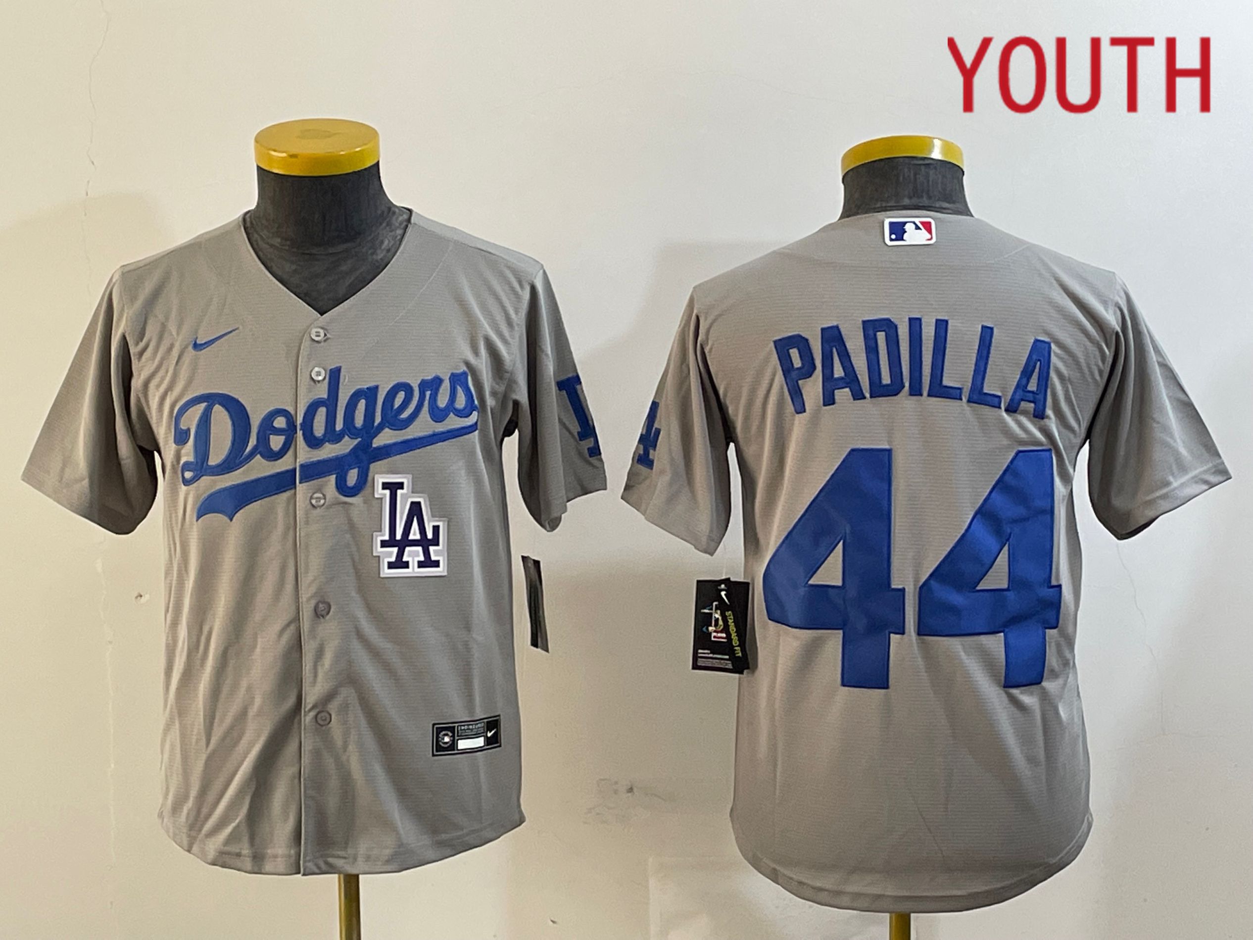 Youth Los Angeles Dodgers #44 Padilla Grey Game 2024 Nike MLB Jersey style 12162